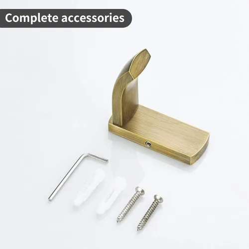 Miniatura 6 de WINCASE Gancho para toallas de latón antiguo, ganchos para bata de pared de baño, montaje vintage, ganchos rústicos para ropa de baño, paquete de 4