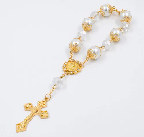 Miniatura 3 de MTT Pulsera de rosario con cruz para la primera comunión, recuerdos de fiesta de bautismo, recuerdos de boda, recuerdos de quinceañera, recuerdo