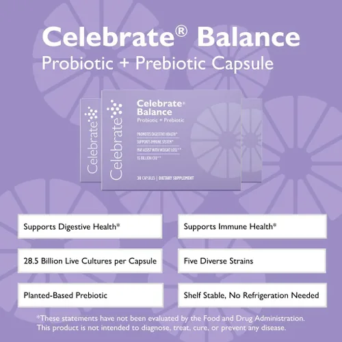 Miniatura 3 de Celebrate Vitamins Balance Probiotic + Prebiotic - Suplemento diario post cirugía bariátrica para mujeres y hombres, 28.5 mil millones de UFC, apoya