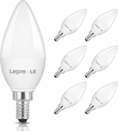 Miniatura 12 de Lepro Bombillas LED de araña equivalentes a 60 W, bombillas de candelabro regulables E12 para ventilador de techo y candelabro, bombillas de Blanco
