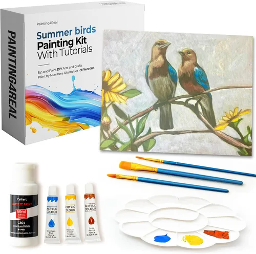 Miniatura 25 de Kits de clase de pintura para adultos con tutoriales en video, aprende a pintar radiant retriever, cómo pintar con juegos de pintura acrílica