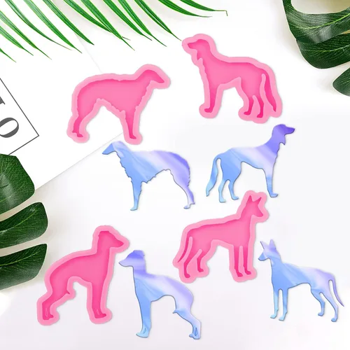 Miniatura 3 de Kit de 44 moldes de resina epoxi – 4 moldes de silicona con diferentes formas de perro con accesorios, moldes de fundición de resina epoxi, moldes