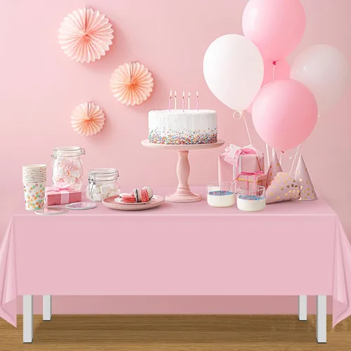 Miniatura 7 de MASHAN 6Pack de manteles para revelación de género, manteles desechables de plástico rosa y azul, fundas de mesa rectangulares para decoración