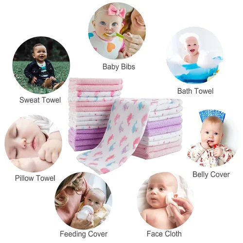 Miniatura 7 de softan Toallitas para bebé, paquete de 24 toallitas de baño para bebé extrasuaves y ultra absorbentes, toallitas faciales para bebé unisex