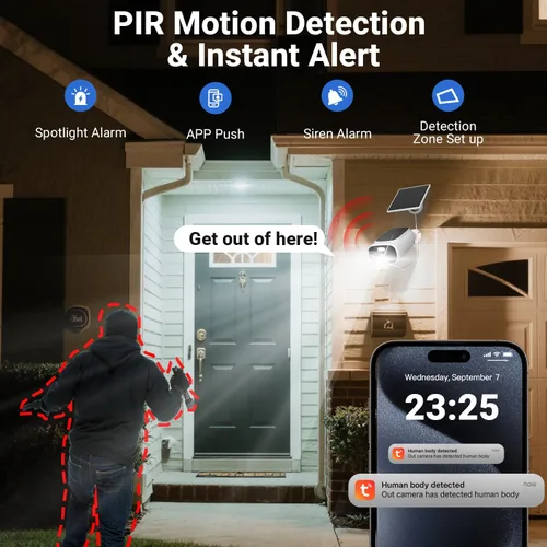 Miniatura 6 de Rraycom 2.5K Cámaras de seguridad solar inalámbricas para exteriores, sistema de cámara de seguridad alimentado por batería solar WiFi 2.4/5Ghz