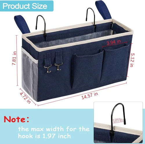 Miniatura 3 de Loghot - Organizador colgante para literas y camas de hospital, para dormitorio, baranda de cama, se pueden colocar lentes, libros, teléfonos 1