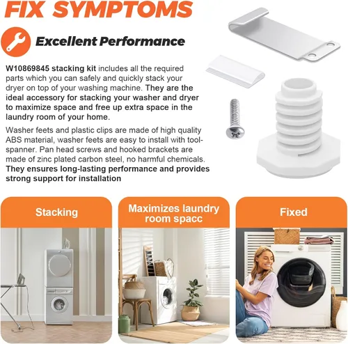 Miniatura 4 de UPGRADE W10869845 - Kit de apilamiento para secadora Whirlpool Maytag Standard y Long Vent Dryer & Lavadora, reemplaza 52774 W10298318 W10298318RP