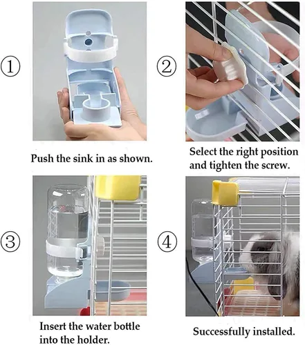 Miniatura 6 de kathson 2 botellas de agua de conejo, fuente de agua colgante de 17 onzas, dispensador automático sin fugas, alimentador de agua para conejito