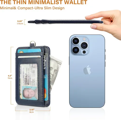 Miniatura 4 de Lavemi Slim RFID Blocking Card Holder Minimalist Leather Front Pocket Wallet for Women