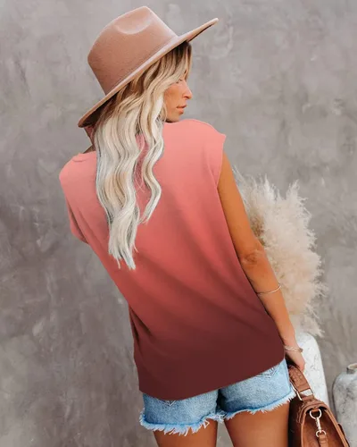 Miniatura 2 de Camiseta sin mangas de verano para mujer, con mangas casquillo, ajuste holgado