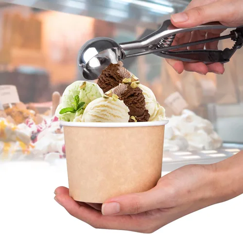 Miniatura 8 de Promora Tazas de helado de papel desechables de 12 onzas, 50 unidades + cucharas, cuencos para sopa caliente/postre con cucharas, perfectas