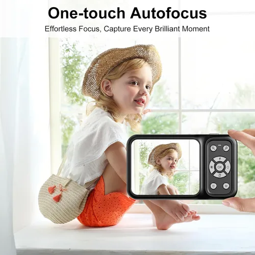 Miniatura 5 de QUOLODOO Cámara digital, cámara de pantalla dual 4K 64MP, zoom de 18X, cámara digital de apuntar y disparar con tarjeta TF de 64 GB y 2