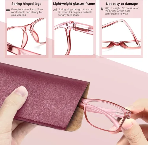 Miniatura 3 de Fetrrc - Modernos lentes de lectura cuadrados con bloqueo de luz azul de computadoras, antirreflejos, antifatiga, con protección ultravioleta