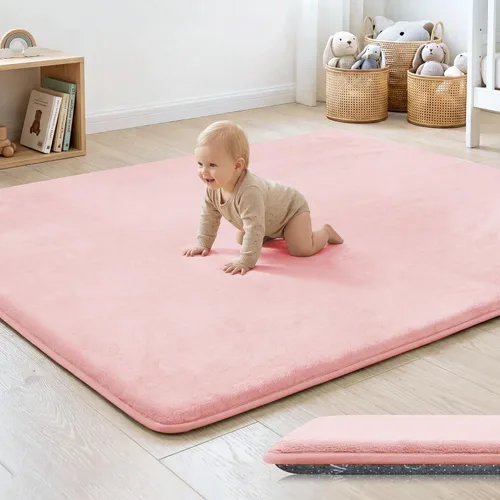 Miniatura 12 de Tapete de cama de bebé de 1.3 pulgadas de grosor para dormitorio, tapete básico de espuma acolchada suave de felpa de 28 x 72 pulgadas con acolchado