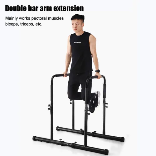 Miniatura 4 de Barra de inmersión, estación de soporte de inmersión ajustable con conector de seguridad para entrenamiento de fuerza de cuerpo completo. Altura