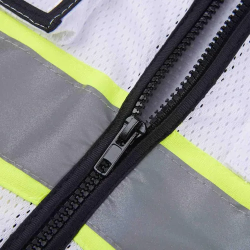 Miniatura 6 de SV2520 - Chaleco de seguridad de malla ultra fresco de lujo, 2 pulgadas reflectante con encuadernación amarilla, cremallera, 9 bolsillos