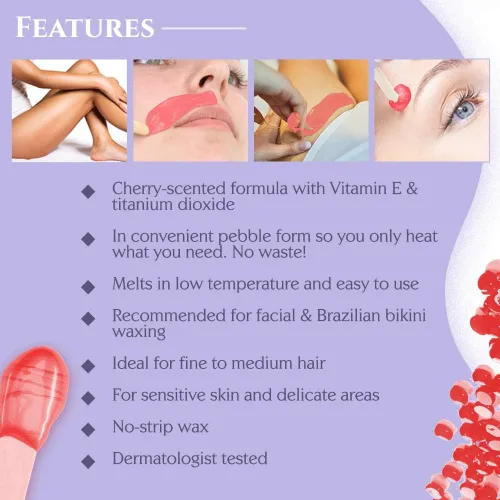 Miniatura 3 de Satin Smooth Cera de guijarros de cereza silvestre Cera dura con vitamina E Ideal para todo tipo de piel y áreas delicadas, 35 onzas Wild Cherry
