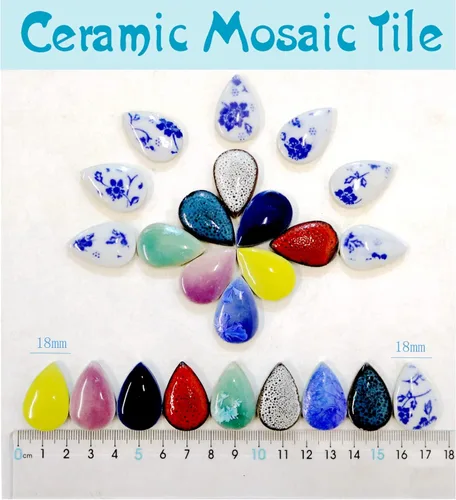 Miniatura 3 de 60 Piezas de Cerámica de Transformación de Horno Azul Oscuro en Gota de Lluvia a Granel para Manualidades, Piezas de Cerámica en Mosaico