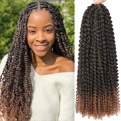 Miniatura 29 de Cabello Passion Twist de 24 pulgadas, 8 paquetes de cabello Passion Twist de ganchillo para mujeres, cabello trenzado Passion Twists largo bohemio