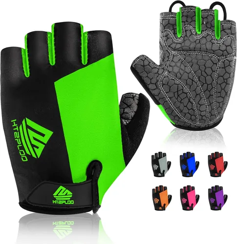 HTZPLOO Guantes de ciclismo, guantes de ciclismo de medio dedo, guantes de bicicleta para hombres y mujeres con almohadilla antideslizante que
