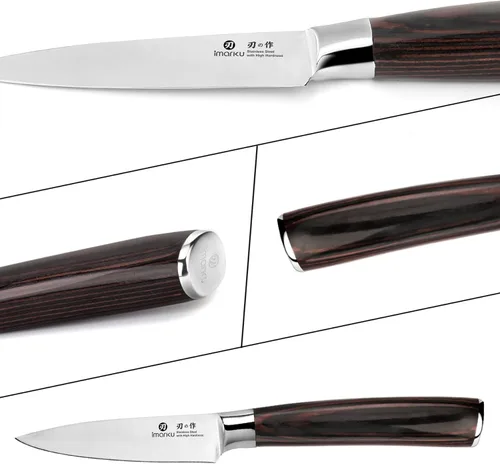 Miniatura 7 de imarku - Cuchillo de pelar, 3.5 pulgadas, cuchillos de cocina pequeños - Cuchillo de fruta de acero inoxidable japonés SUS440A, mango ergonómico