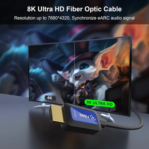 Miniatura 3 de GeoHN.G Cable HDMI de fibra óptica de 24 pies, cable HDMI 2.1 de alta velocidad de 48 Gbps 8K @60Hz 4K a 120Hz Dolby/Dynamic HDR/HDCP 2.3/eARC 8K