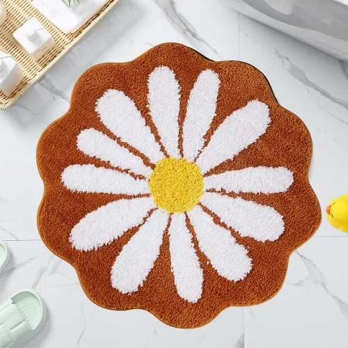 Miniatura 13 de Bonita alfombra de baño, alfombra antideslizante de absorción de agua, suave, lavable a máquina, para dormitorio, cocina, baño, inodoro, 25.6 x 25.6