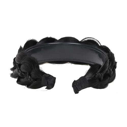 Miniatura 4 de Diadema trenzada de pelo sintético, aro de pelo clásico, grueso, ancho, trenzado, peluca de trenzas esponjosas, accesorio de belleza para mujeres