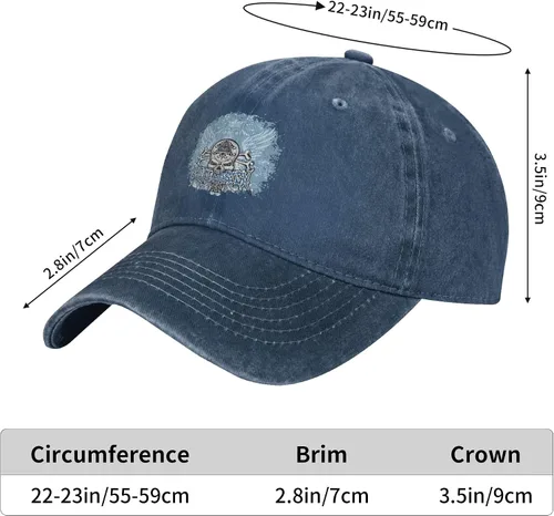 Miniatura 8 de Cowboy Hat Trendy Hats for Man and Women Djustable Four Season Outdoor Baseball Cap of Hell Skull with Angel Navy Blue