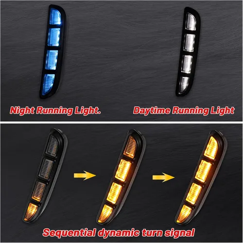 Miniatura 3 de Switchback - Lámpara LED antiniebla delantera DRL blanca/ámbar/azul, luz de circulación diurna con función de señal de giro intermitente secuencial