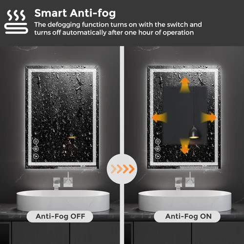 Miniatura 6 de Koonmi - Espejo de baño LED de 20 x 28 pulgadas, retroiluminación + iluminación frontal, espejo de baño LED con luces para pared, 3