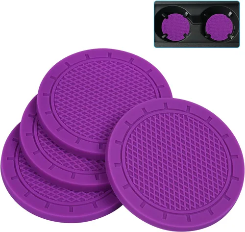 Miniatura 13 de Wisdompro - Posavasos para automóvil, paquete de 4 posavasos de PVC para automóvil, antideslizantes, universales, accesorios interiores de Negro