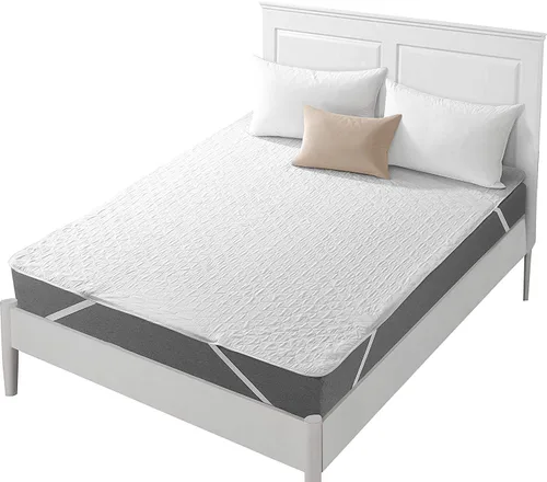 Miniatura 8 de Protector de colchón acolchado ajustable impermeable con capa de relleno altamente absorbente, 100% mezcla de algodón suave, transpirable, bolsillo