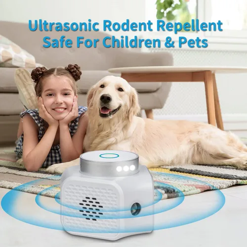 Miniatura 5 de Repelente ultrasónico de roedores enchufable – Ratones de interior, ratas, ardillas, dispositivo disuasorio de murciélagos con 4 modos, luces