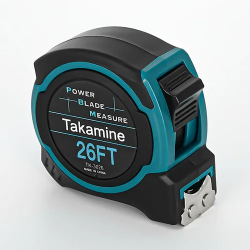 Takamine Cinta métrica profesional de 26 pies, 1/8 fracción cinta métrica retráctil fácil de leer, con gancho magnético, bloqueo manual, carcasa de