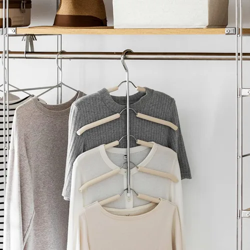 Miniatura 7 de Colgadores de ropa de varias capas para blusas, 3 unidades, 5 en 1, antideslizantes, ahorradores de espacio, organizador de armario, perchas