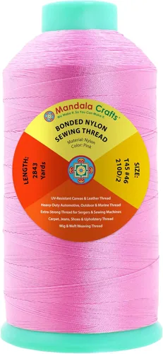 Miniatura 364 de Mandala Crafts - Hilo de nailon para coser cuero, tapicería, mezclilla y para trenzar el pelo; resistente, 1500 yardas, tamaño 69 T70 Marrón