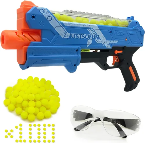 Miniatura 10 de YTSWELE Pistola Blaster con gafas protectoras con pistón de resorte y 100 rondas para hasta 110 FPS compatible con dardos Nerf Hyper Rounds, fácil