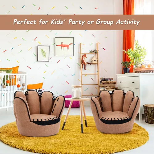 Miniatura 5 de Costzon Sofá para niños con estructura de madera maciza y diseño de guante de béisbol, sillón para niños para sala de juegos, guardería, jardín