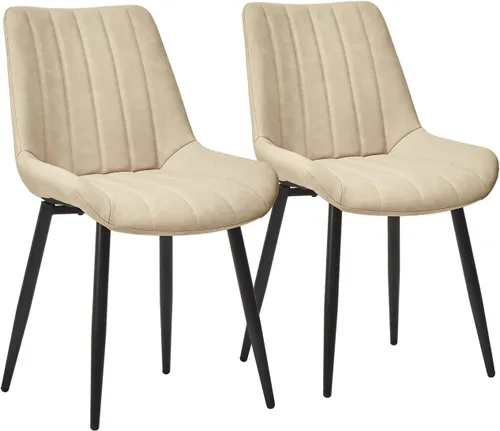 Miniatura 19 de CLIPOP Juego de 2 sillas de comedor, sillas de comedor de piel sintética con asiento tapizado, cojín cómodo con respaldo alto, patas de metal, silla