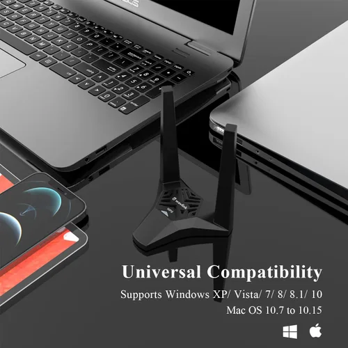 Miniatura 7 de WAVLINK Adaptador WiFi USB3.0, adaptador de red inalámbrica AC1300Mbps para PC de escritorio, doble banda 5GHz+2.4GHz WLAN con alta ganancia 2X 3dBi