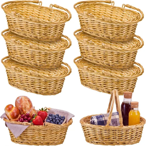 Sintuff 6 cestas pequeñas de mimbre para pícnic con asa de 12.6 x 8.27 x 3.15 pulgadas, cesta trenzada ovalada de sauce para regalos para pan de