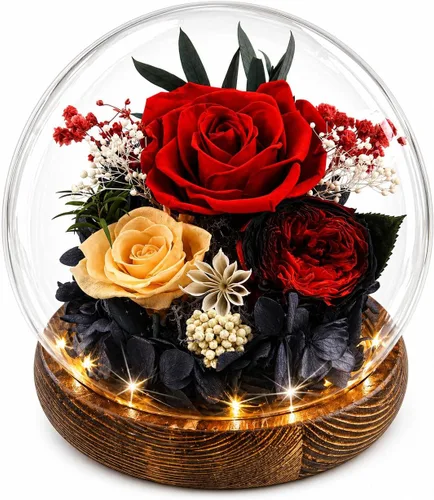 Miniatura 10 de Regalo de graduación de rosa morada para ella, regalos de cumpleaños para mujeres, rosa para siempre en flores frescas de vidrio, regalos de figura