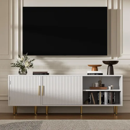 Miniatura 10 de Housoul Soporte de TV de 71 pulgadas para TV de 50/60/70/80 pulgadas, soporte de TV moderno para TV de 75 pulgadas, centro de entretenimiento