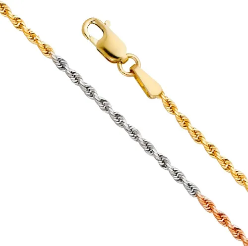 Miniatura 3 de Wellingsale Cadenas de cuerda pesada de oro macizo de 14 quilates (opciones seleccionadas)
