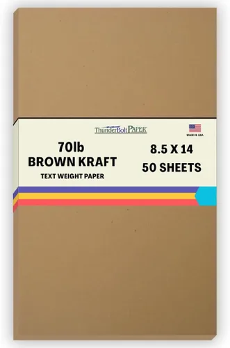 Miniatura 29 de 50 hojas de papel de fibra kraft marrón con texto 28/70 # (no tarjeta/cubierta), 4.25 x 11 pulgadas, tamaño media carta, corte largo, peso de 70