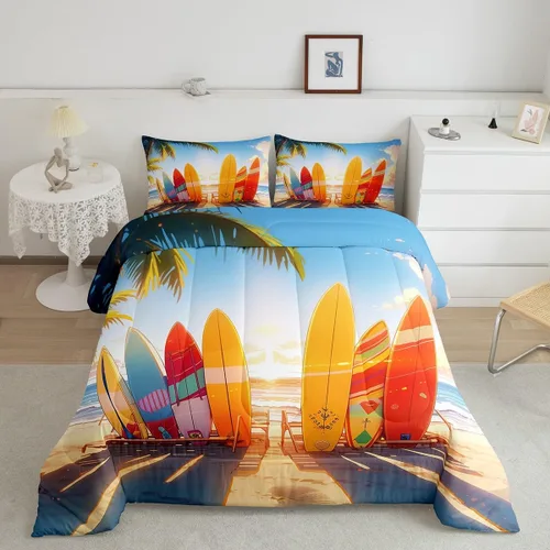 Miniatura 39 de Erosebridal Blue Ocean - Juego de edredón tamaño individual Juego de ropa de cama de ballena delfín y tortuga marina para niños y niñas, juego