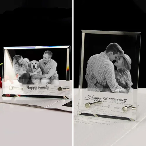 Miniatura 6 de Marco de fotos de cristal personalizado, marco de fotos de cristal grabado personalizado, regalo de fotos de recuerdo personalizado para el día