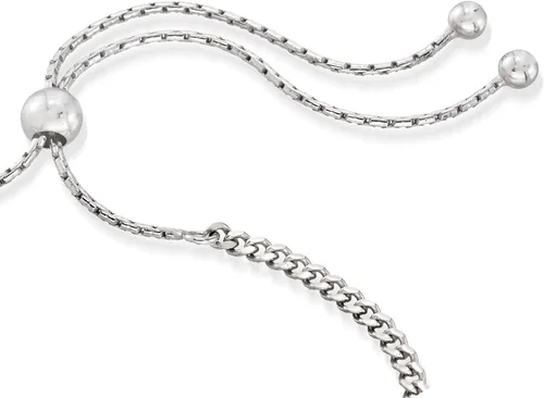 Miniatura 4 de Ross-Simons Pulsera de plata de ley italiana personalizada Id Bolo, Plata de ley, no conocido