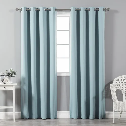 Miniatura 16 de Best Home Fashion Cortinas opacas con aislamiento térmico, ojales de acero inoxidable y níquel, color rosa bebé, 52 pulgadas de ancho x 63 pulgadas